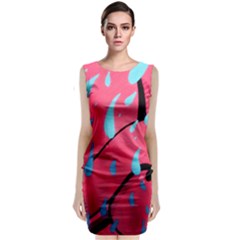 Graffiti Watermelon Pink With Light Blue Drops Retro Classic Sleeveless Midi Dress by genx