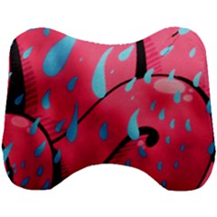 Graffiti Watermelon Pink With Light Blue Drops Retro Head Support Cushion