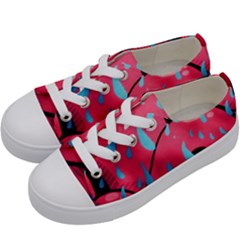 Graffiti Watermelon Pink With Light Blue Drops Retro Kids  Low Top Canvas Sneakers by genx