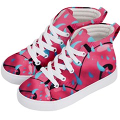 Graffiti Watermelon Pink With Light Blue Drops Retro Kids  Hi-top Skate Sneakers