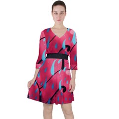 Graffiti Watermelon Pink With Light Blue Drops Retro Ruffle Dress by genx