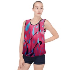 Graffiti Watermelon Pink With Light Blue Drops Retro Bubble Hem Chiffon Tank Top by genx