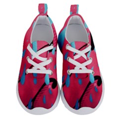 Graffiti Watermelon Pink With Light Blue Drops Retro Running Shoes