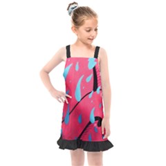 Graffiti Watermelon Pink With Light Blue Drops Retro Kids  Overall Dress