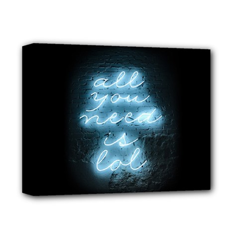 Party Night Bar Blue Neon Light Quote All You Need Is Lol Deluxe Canvas 14  X 11  (stretched) by genx