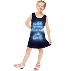 Party Night Bar Blue Neon Light Quote All You Need Is Lol Kids  Tunic Dress by genx