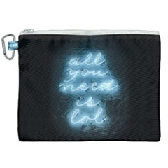 Party Night Bar Blue Neon Light Quote All You Need Is Lol Canvas Cosmetic Bag (xxl)