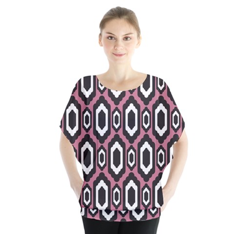 Decorative Pattern Batwing Chiffon Blouse by Valentinaart