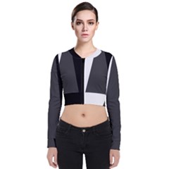 Black Gray And White Long Sleeve Zip Up Bomber Jacket by TopitOff