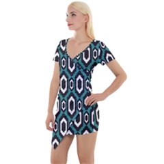 Decorative Pattern Short Sleeve Asymmetric Mini Dress