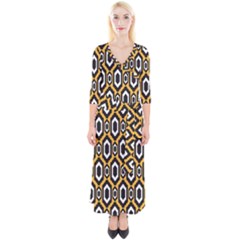 Decorative Pattern Quarter Sleeve Wrap Maxi Dress