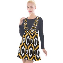 Decorative Pattern Plunge Pinafore Velour Dress