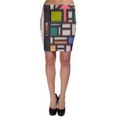 Door Stained Glass Stained Glass Bodycon Skirt by Pakrebo