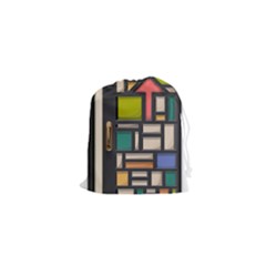 Door Stained Glass Stained Glass Drawstring Pouch (xs) by Pakrebo