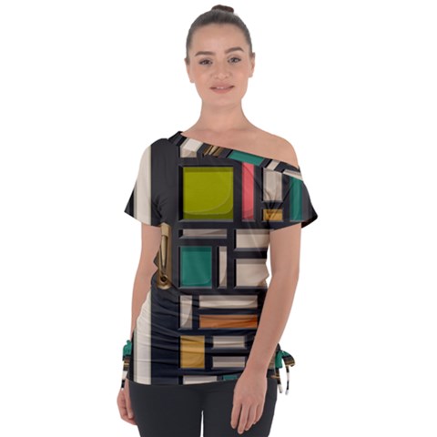 Door Stained Glass Stained Glass Tie-up Tee by Pakrebo