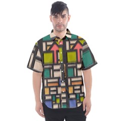 Door Stained Glass Stained Glass Men s Short Sleeve Shirt