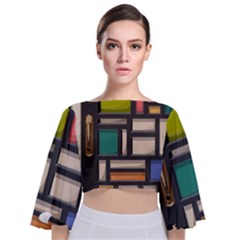 Door Stained Glass Stained Glass Tie Back Butterfly Sleeve Chiffon Top