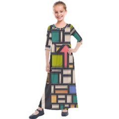 Door Stained Glass Stained Glass Kids  Quarter Sleeve Maxi Dress