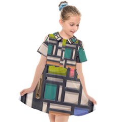 Door Stained Glass Stained Glass Kids  Short Sleeve Shirt Dress by Pakrebo