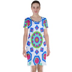 Mandala Geometric Design Pattern Short Sleeve Nightdress by Pakrebo