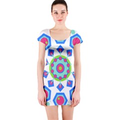 Mandala Geometric Design Pattern Short Sleeve Bodycon Dress by Pakrebo