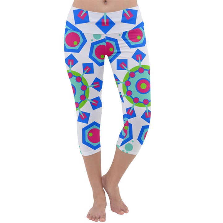 Mandala Geometric Design Pattern Capri Yoga Leggings