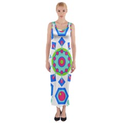 Mandala Geometric Design Pattern Fitted Maxi Dress by Pakrebo