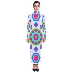 Mandala Geometric Design Pattern Turtleneck Maxi Dress by Pakrebo