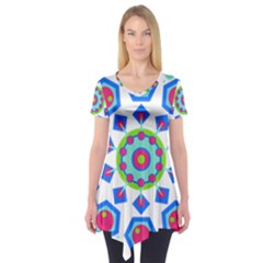 Mandala Geometric Design Pattern Short Sleeve Tunic  by Pakrebo