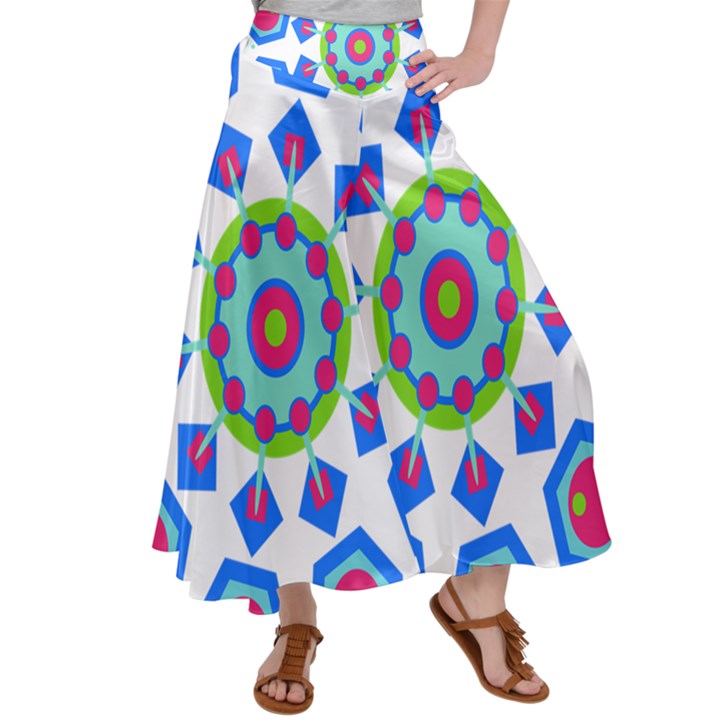 Mandala Geometric Design Pattern Satin Palazzo Pants