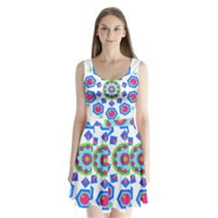 Mandala Geometric Design Pattern Split Back Mini Dress  by Pakrebo