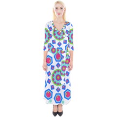 Mandala Geometric Design Pattern Quarter Sleeve Wrap Maxi Dress by Pakrebo