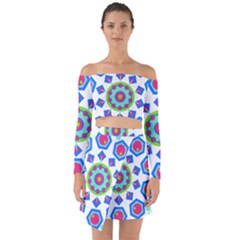 Mandala Geometric Design Pattern Off Shoulder Top With Skirt Set by Pakrebo