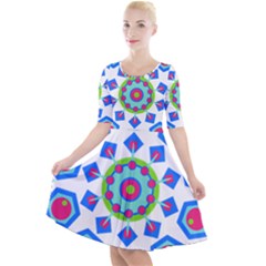 Mandala Geometric Design Pattern Quarter Sleeve A-line Dress by Pakrebo