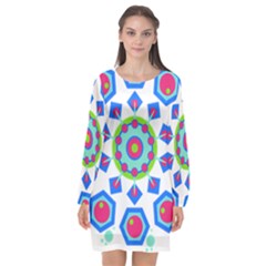 Mandala Geometric Design Pattern Long Sleeve Chiffon Shift Dress  by Pakrebo