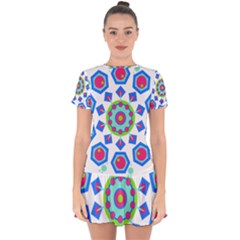 Mandala Geometric Design Pattern Drop Hem Mini Chiffon Dress by Pakrebo