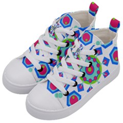 Mandala Geometric Design Pattern Kids  Mid-top Canvas Sneakers by Pakrebo