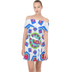 Mandala Geometric Design Pattern Off Shoulder Chiffon Dress