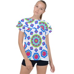 Mandala Geometric Design Pattern Ruffle Collar Chiffon Blouse