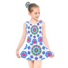 Mandala Geometric Design Pattern Kids  Skater Dress Swimsuit