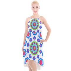 Mandala Geometric Design Pattern High-low Halter Chiffon Dress  by Pakrebo