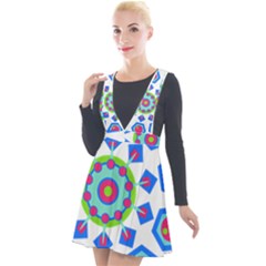 Mandala Geometric Design Pattern Plunge Pinafore Velour Dress