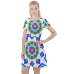 Mandala Geometric Design Pattern Cap Sleeve Velour Dress 