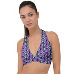 Geometric Patterns Triangle Seamless Halter Plunge Bikini Top