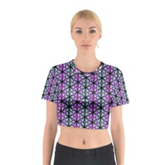 Geometric Patterns Triangle Seamless Cotton Crop Top by Pakrebo