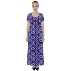 Geometric Patterns Triangle Seamless High Waist Short Sleeve Maxi Dress