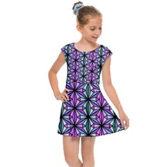 Geometric Patterns Triangle Seamless Kids  Cap Sleeve Dress