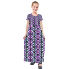 Geometric Patterns Triangle Seamless Kids  Short Sleeve Maxi Dress by Pakrebo