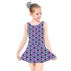 Geometric Patterns Triangle Seamless Kids  Skater Dress Swimsuit by Pakrebo