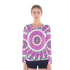 Mandala Geometric Pattern Shapes Women s Long Sleeve Tee